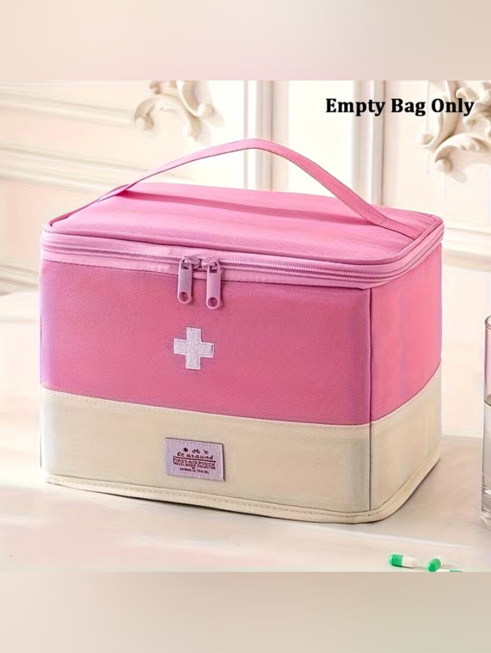 Foldable Medication Cosmetic Makeup Toiletries Travel Bag Case Organizer PINK